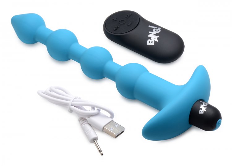 BANG! VIBRATING SILICONE ANAL BEADS & REMOTE BLUE