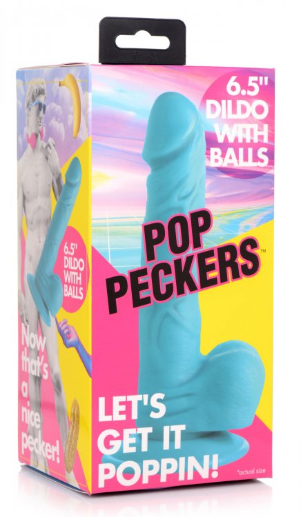 POP 6.5IN DILDO W/ BALLS BLUE