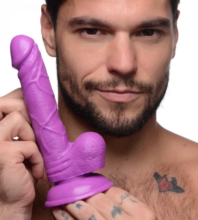 POP 6.5IN DILDO W/ BALLS PURPLE