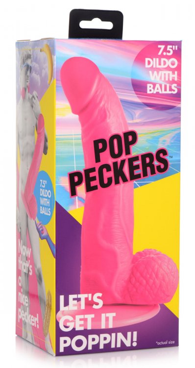 POP 7.5IN DILDO W/ BALLS PINK