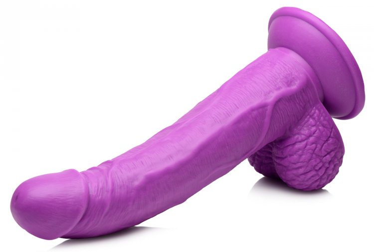 POP 7.5IN DILDO W/ BALLS PURPLE