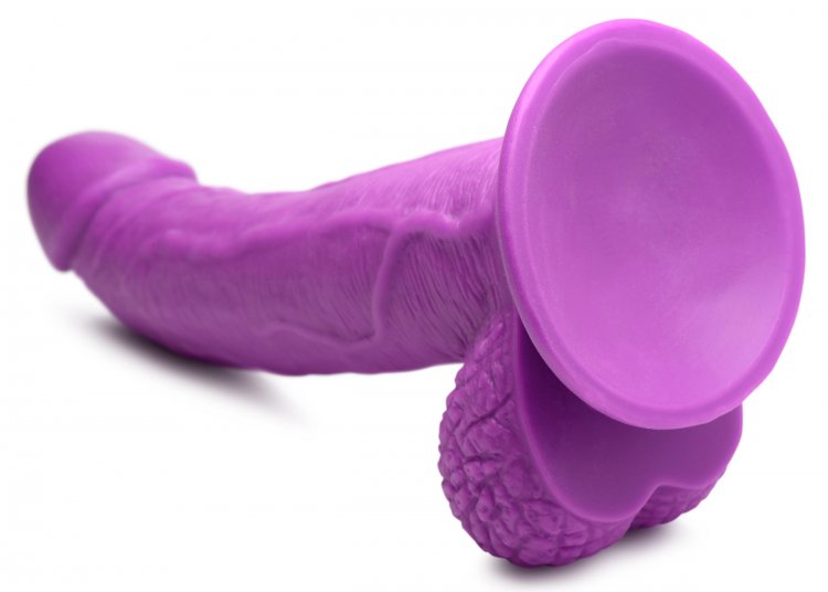 POP 7.5IN DILDO W/ BALLS PURPLE