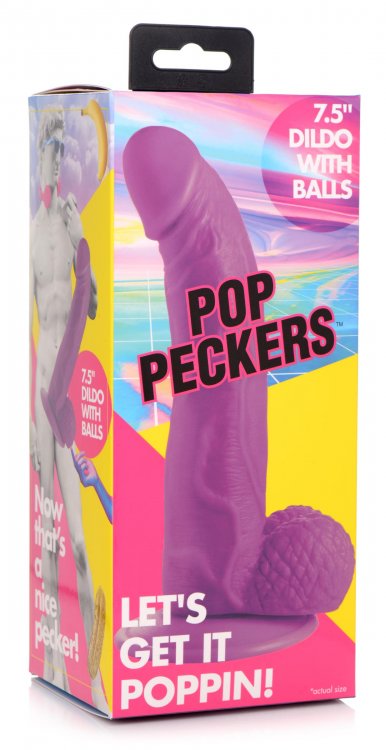 POP 7.5IN DILDO W/ BALLS PURPLE