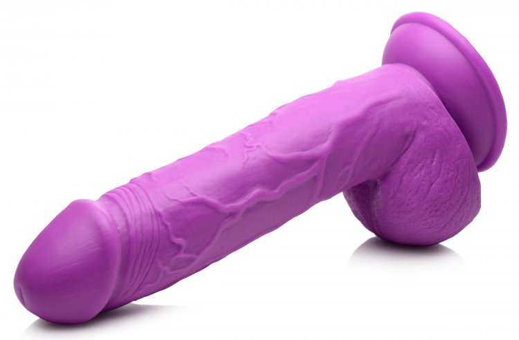 POP 8.25IN DILDO W/ BALLS PURPLE