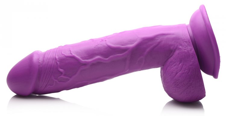 POP 8.25IN DILDO W/ BALLS PURPLE
