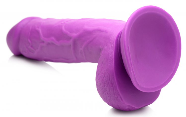 POP 8.25IN DILDO W/ BALLS PURPLE