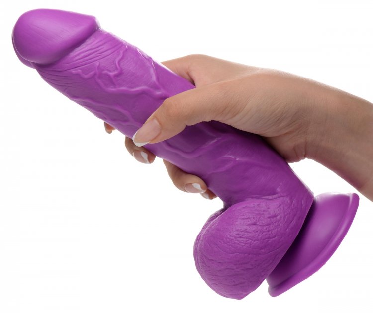 POP 8.25IN DILDO W/ BALLS PURPLE