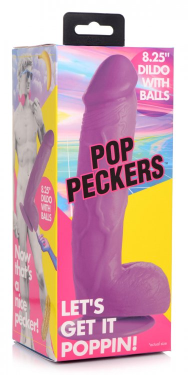 POP 8.25IN DILDO W/ BALLS PURPLE