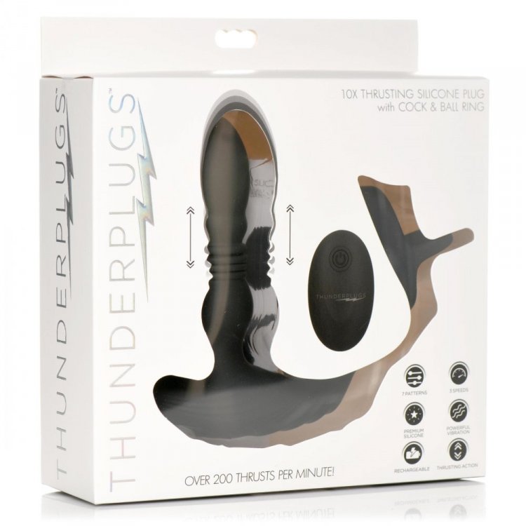 THUNDERPLUGS 10X THRUSTING PLUG W/ COCK & BALL RING