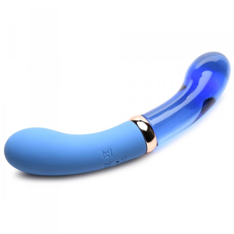 PRISMS VIBRA-GLASS 10X BLEU DUAL ENDED GLASS G SPOT VIBE