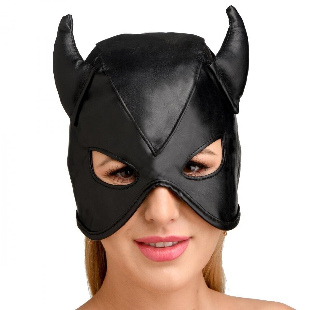 MASTER SERIES DUNGEON DEMON BONDAGE HOOD W/ HORNS
