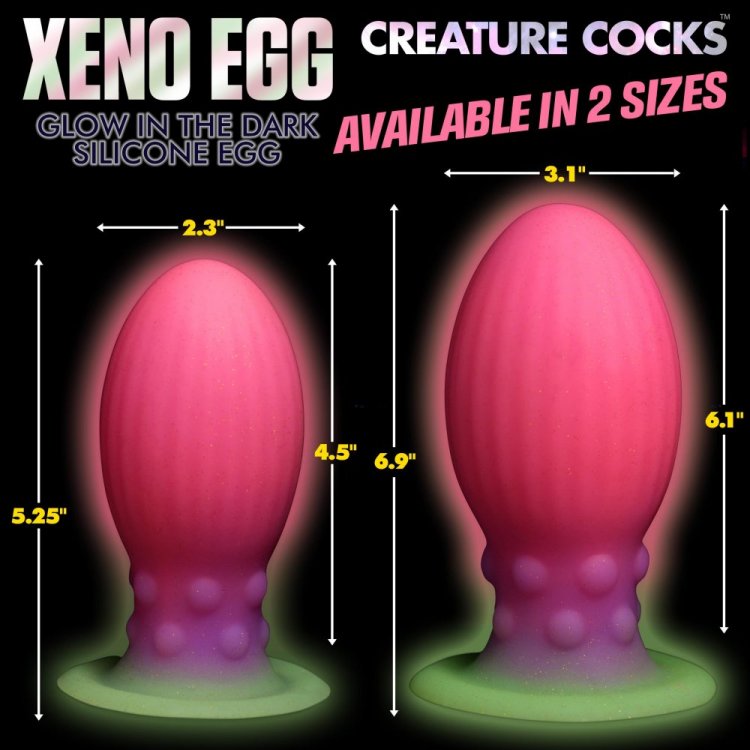 CREATURE COCKS XENO XL EGG GLOW IN THE DARK SILICONE EGG