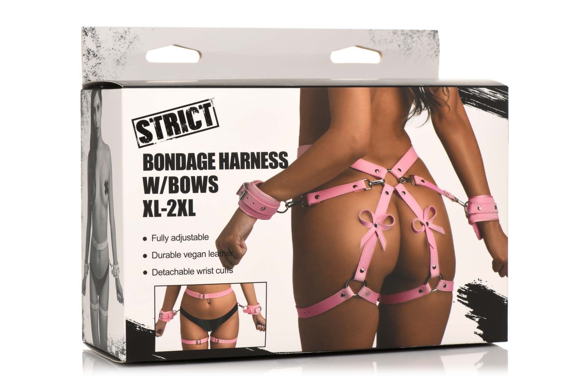 STRICT BONDAGE HARNESS W/ BOWS PINK XL/2XL