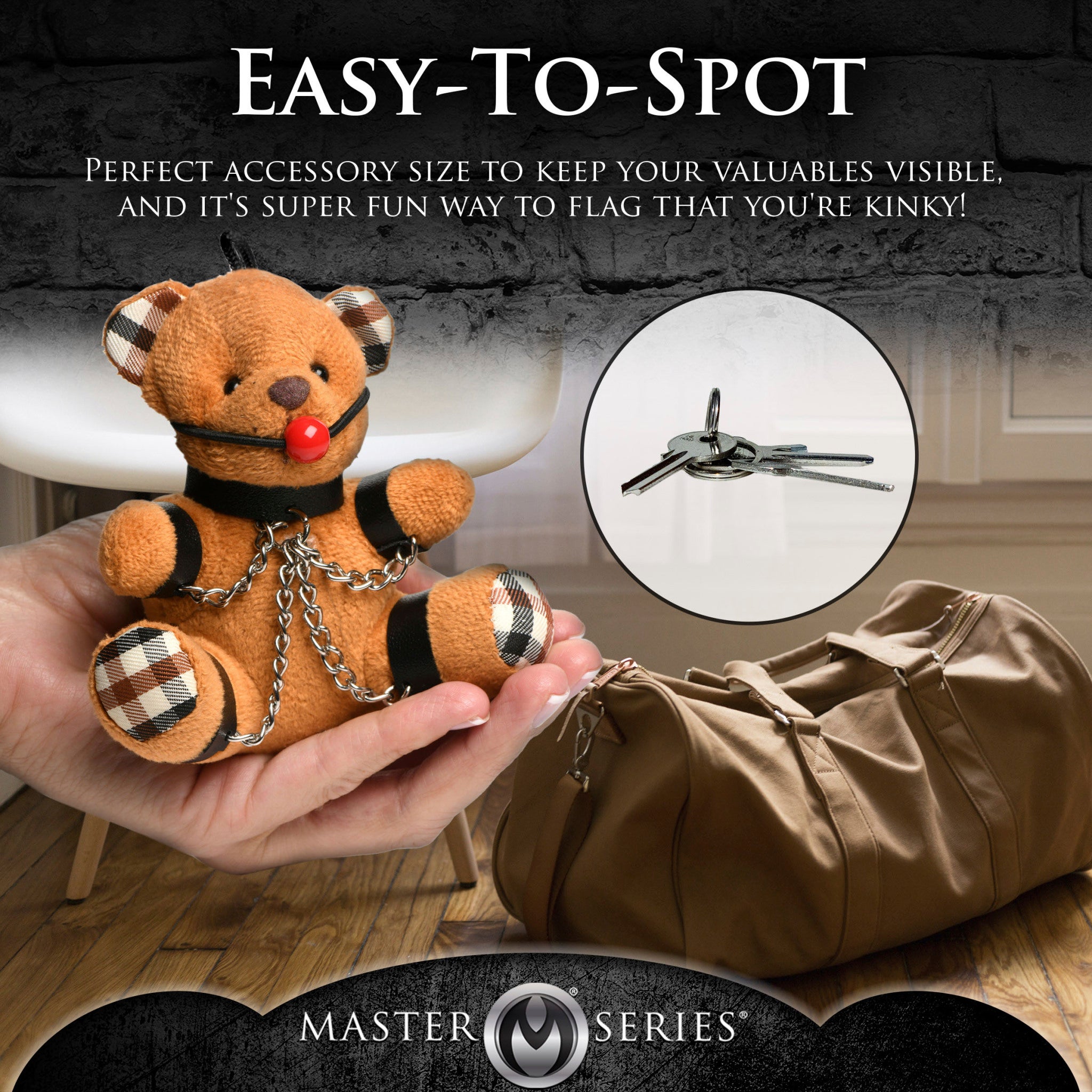 MASTER SERIES GAGGED TEDDY BEAR KEYCHAIN