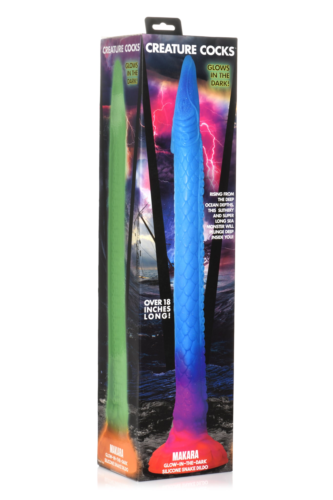 CREATURE COCKS MAKARA GLOW IN THE DARK SILICONE SNAKE DILDO