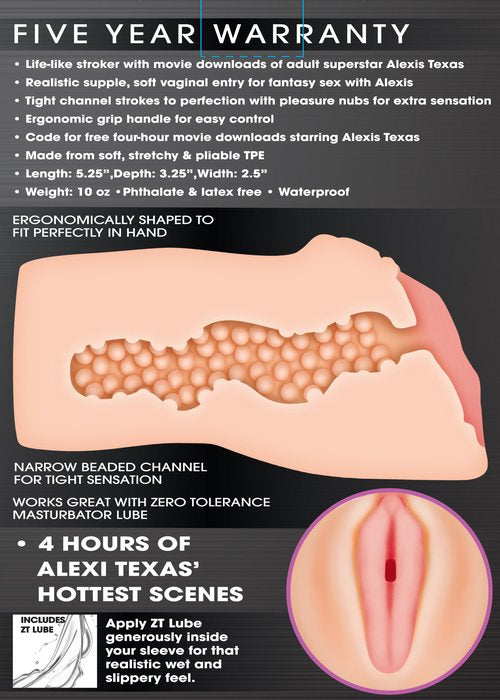 ZERO TOLERANCE ALEXIS TEXAS REALISTIC VAGINA STROKER W/ MOVIE DOWNLOAD
