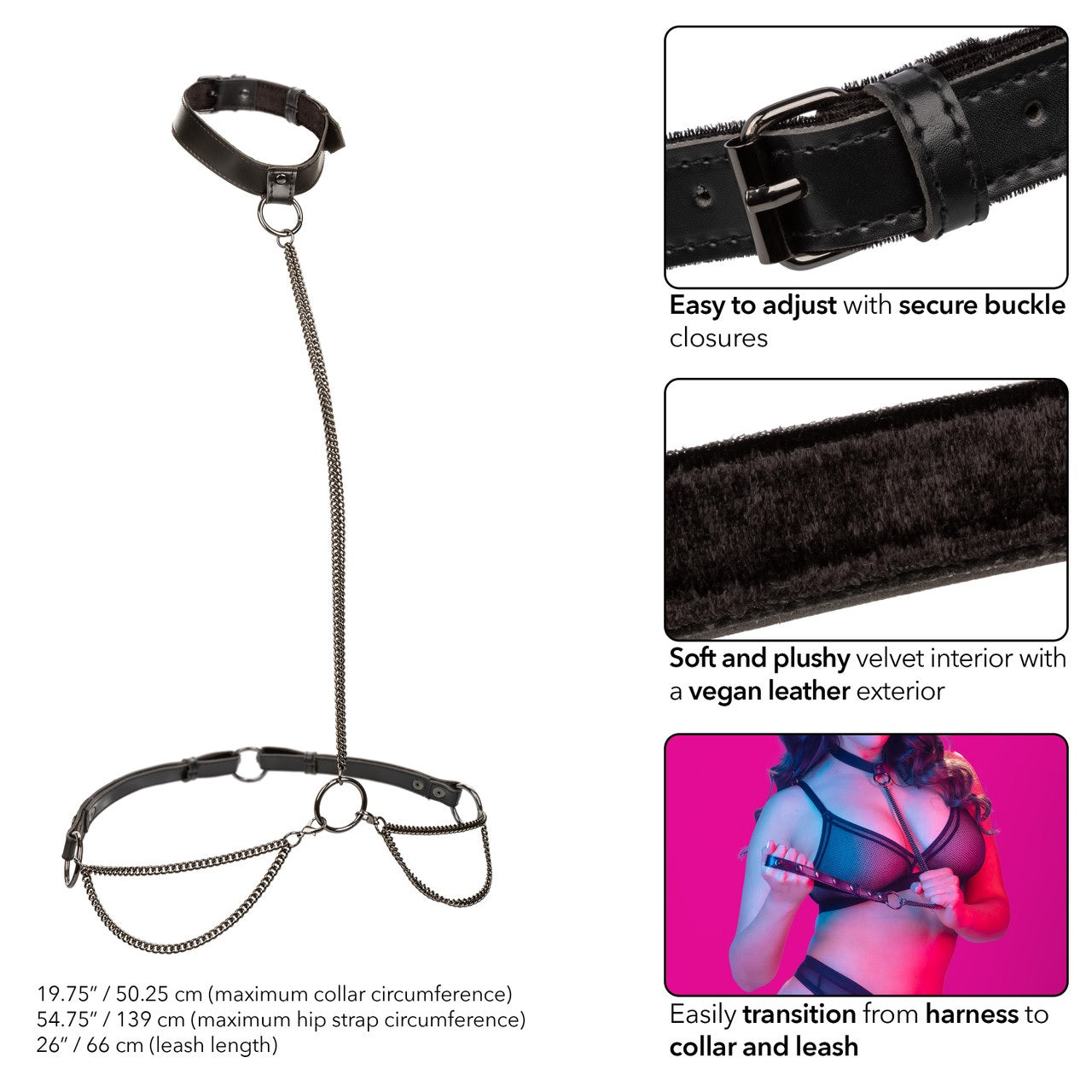 EUPHORIA CHAIN HALTER COLLAR & LEASH PLUS SIZE