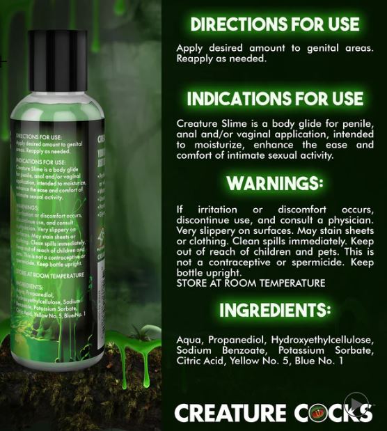 CREATURE COCKS CREATURE SLIME WATER BASED GREEN SLIME LUBE 4OZ