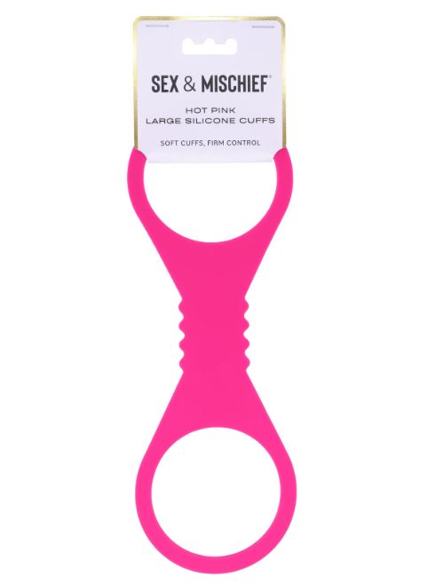 SEX & MISCHIEF HOT PINK LARGE SILICONE CUFFS