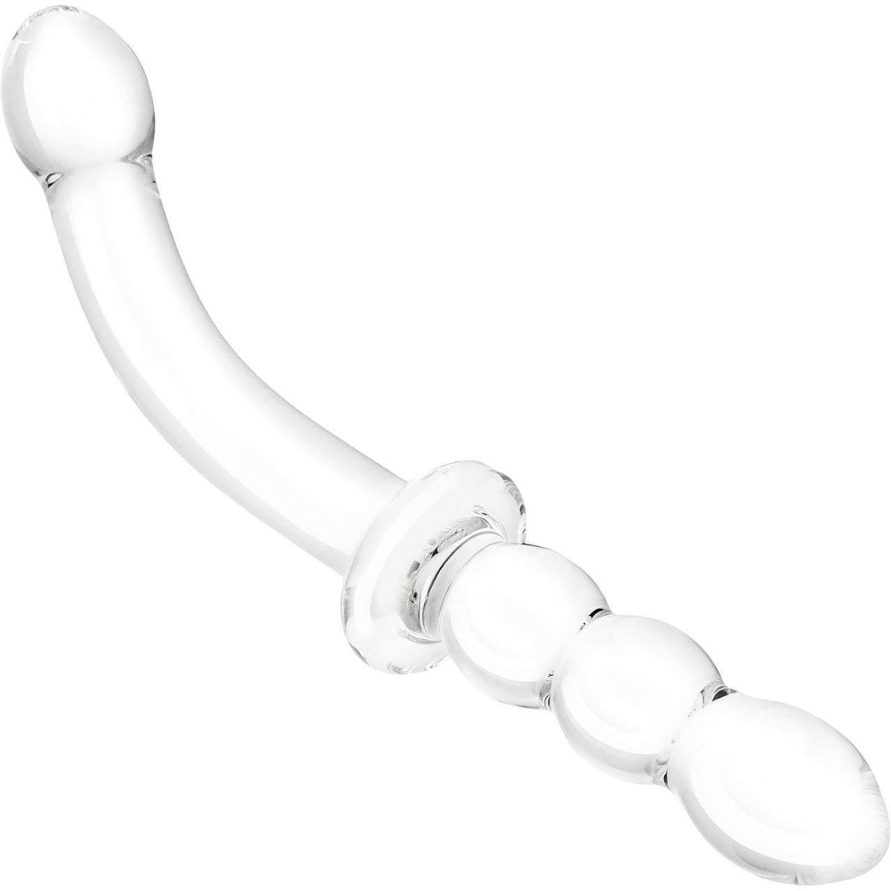GLAS 12IN GIRTHY RIBBED G-SPOT GLASS DILDO W/ HANDLE GRIP