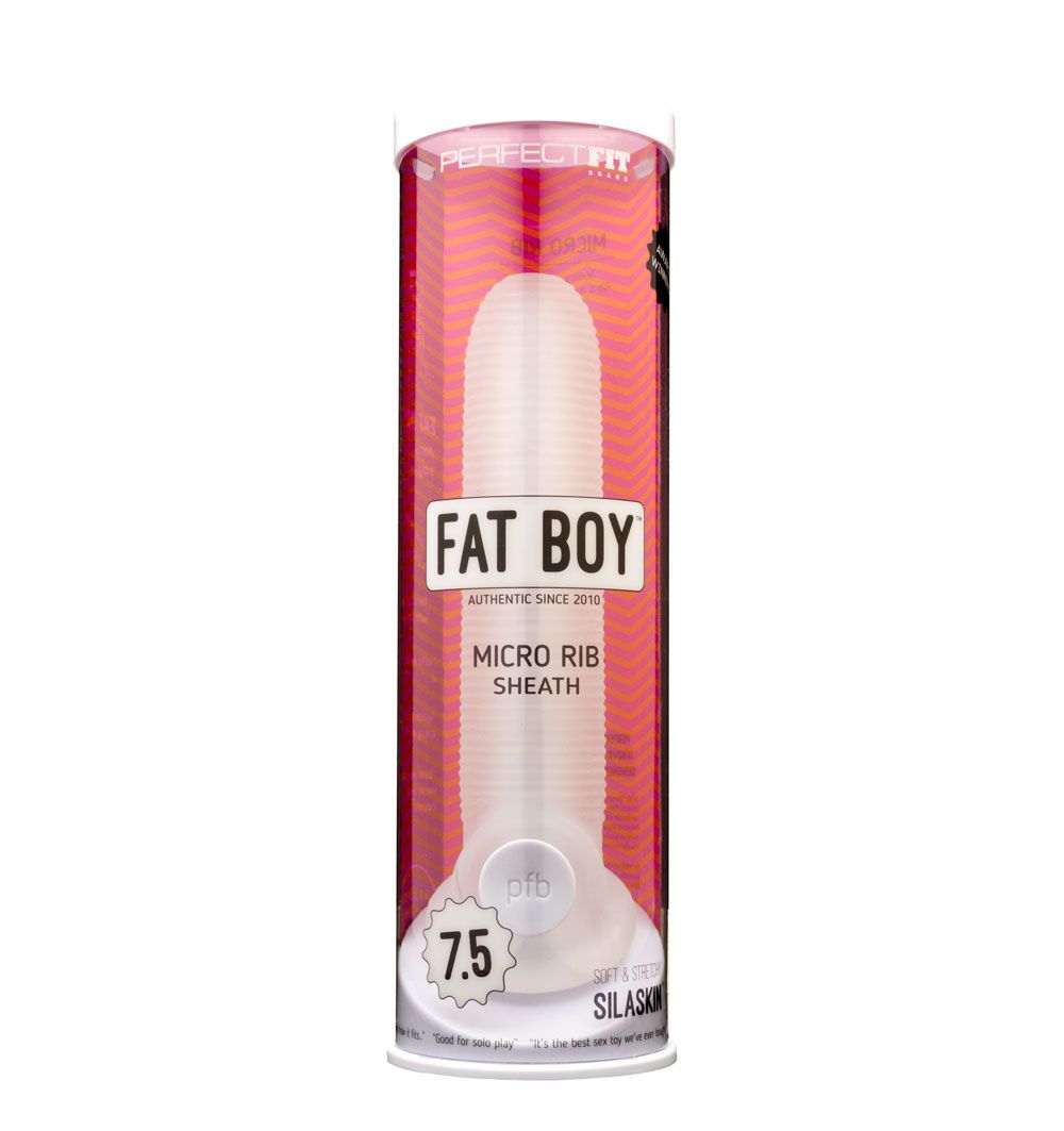 PERFECT FIT FAT BOY MICRO RIBBED SHEATH 7.5IN CLEAR