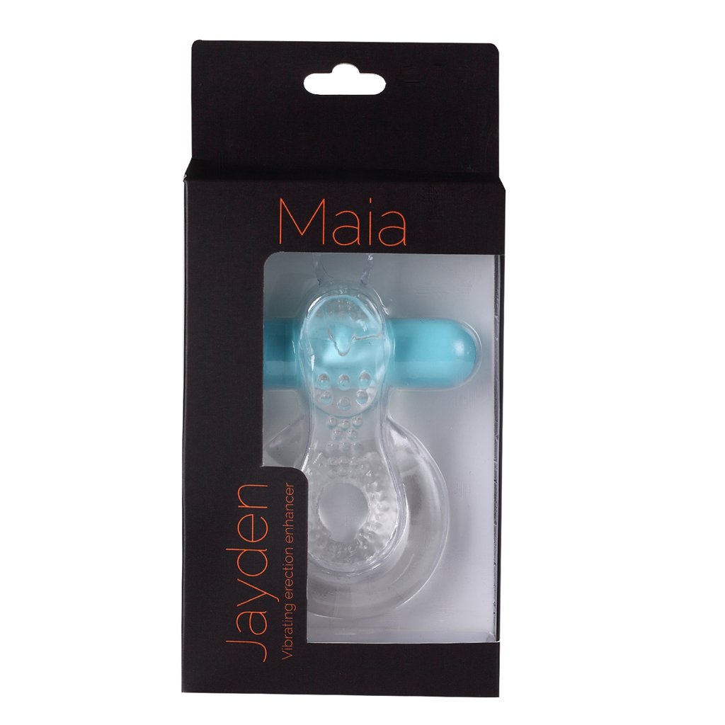 JAYDEN RECHARGEABLE VIBRATING COCK RING CLEAR SLEEVE
