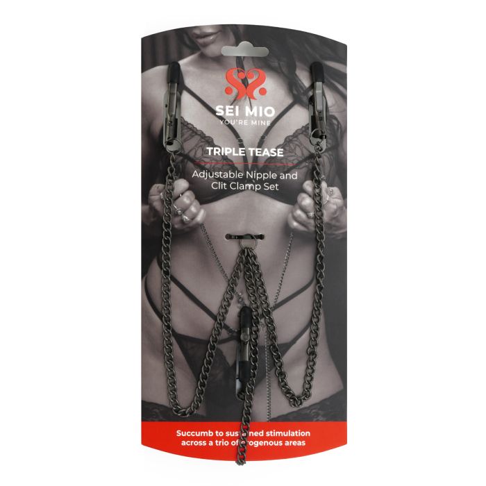 SEI MIO TRIPLE TEASE ADJUSTABL NIPPLE AND CLIT CLAMP SET
