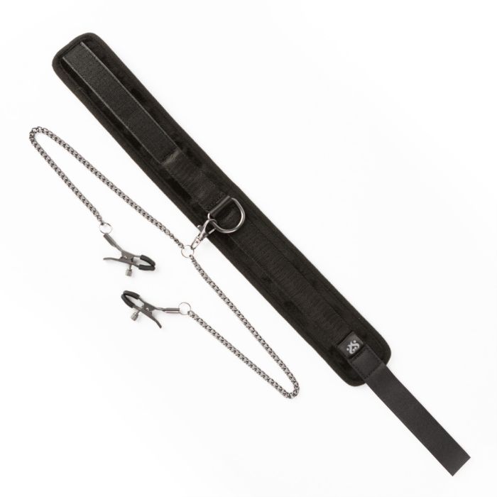 SEI MIO TWIN TWEAKS VELVET COLLAR WITH NIPPLE CLAMPS