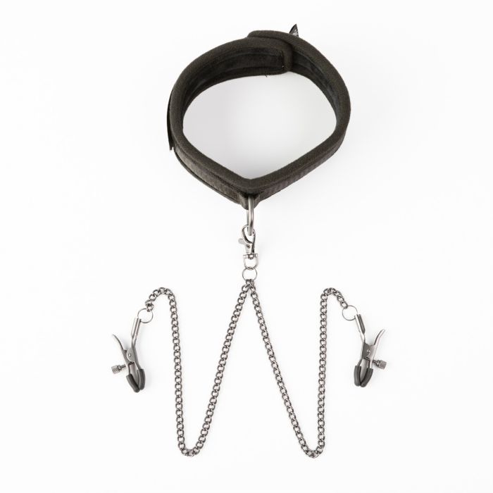 SEI MIO TWIN TWEAKS VELVET COLLAR WITH NIPPLE CLAMPS