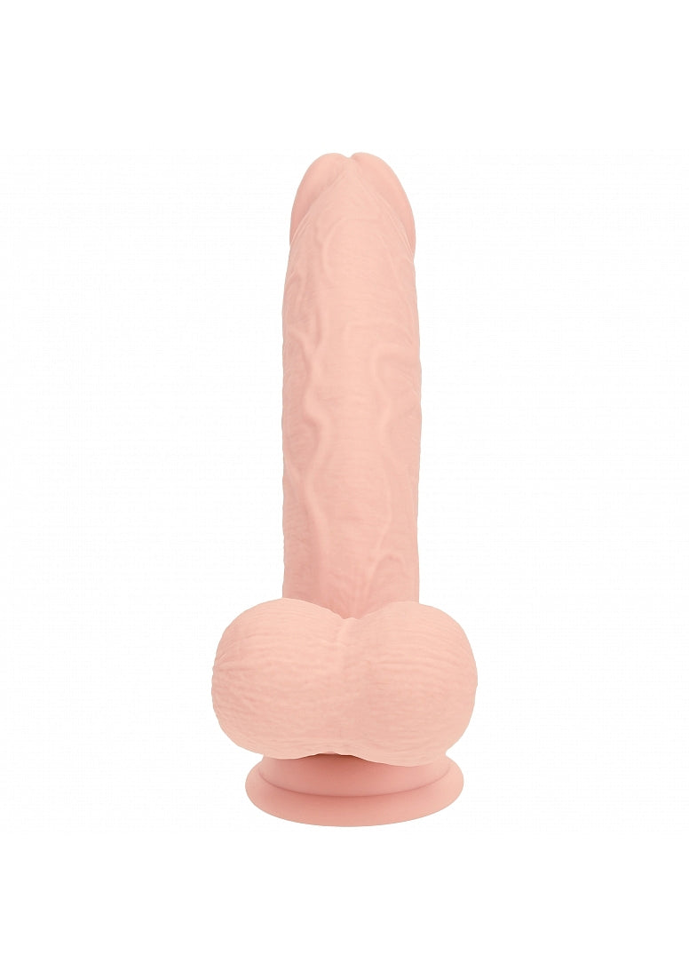 REALROCK RECHARGEABLE DUAL LAYERED VIBRATING CURVED 8IN W/BALLS
