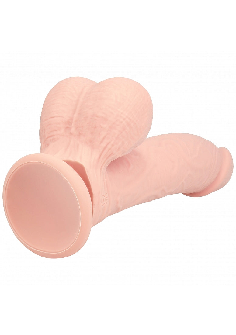 REALROCK RECHARGEABLE DUAL LAYERED VIBRATING CURVED 8IN W/BALLS