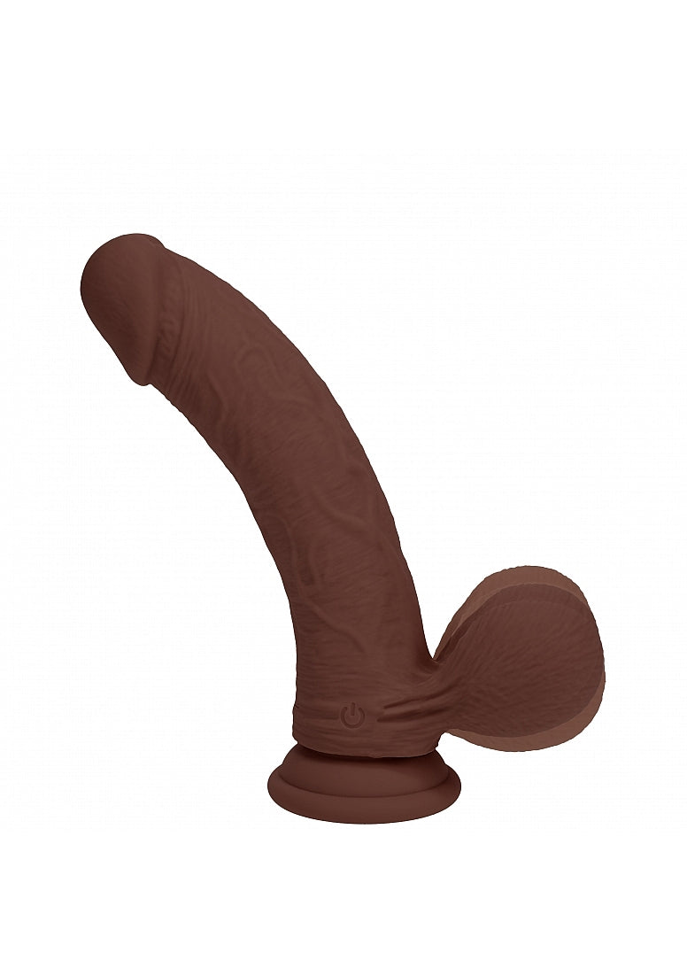 REALROCK RECHARGEABLE DUAL LAYERED VIBRATING CURVED 7IN W/BALLS BROWN