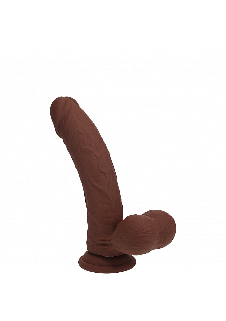 REALROCK RECHARGEABLE DUAL LAYERED VIBRATING CURVED 6IN W/BALLS BROWN