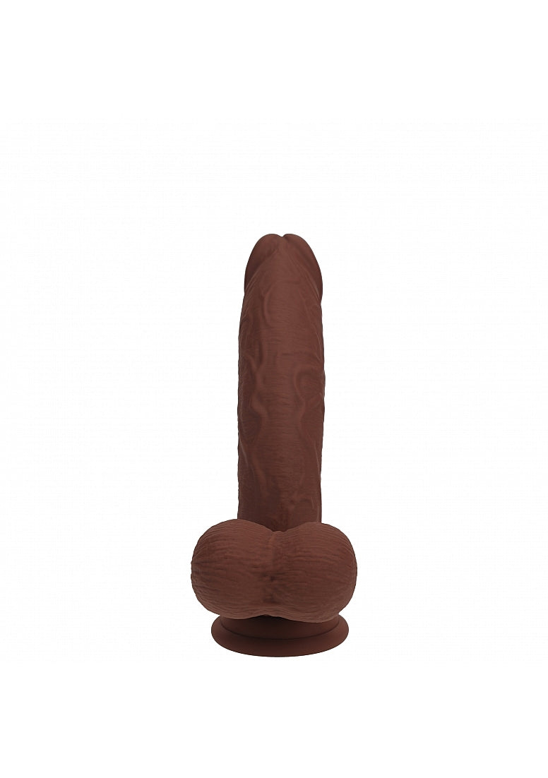 REALROCK RECHARGEABLE DUAL LAYERED VIBRATING CURVED 6IN W/BALLS BROWN