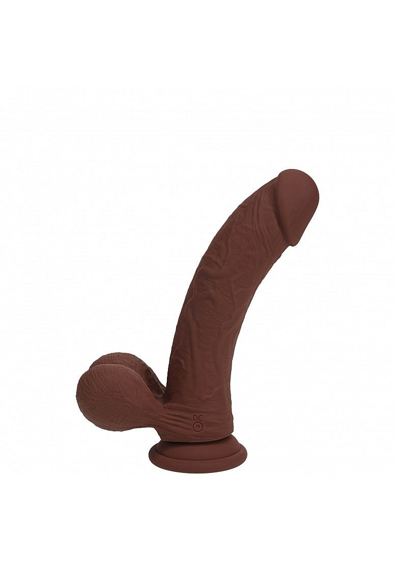 REALROCK RECHARGEABLE DUAL LAYERED VIBRATING CURVED 6IN W/BALLS BROWN