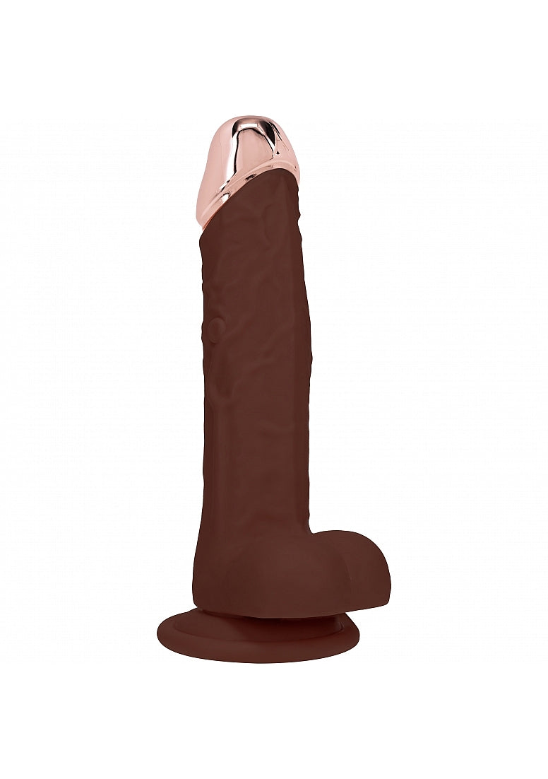 REALROCK WIRELESS RECHARGEABLE METALHEAD REGULAR STRAIGHT 8IN W/BALLS BROWN