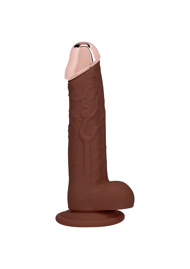 REALROCK WIRELESS RECHARGEABLE METALHEAD REGULAR STRAIGHT 8IN W/BALLS BROWN