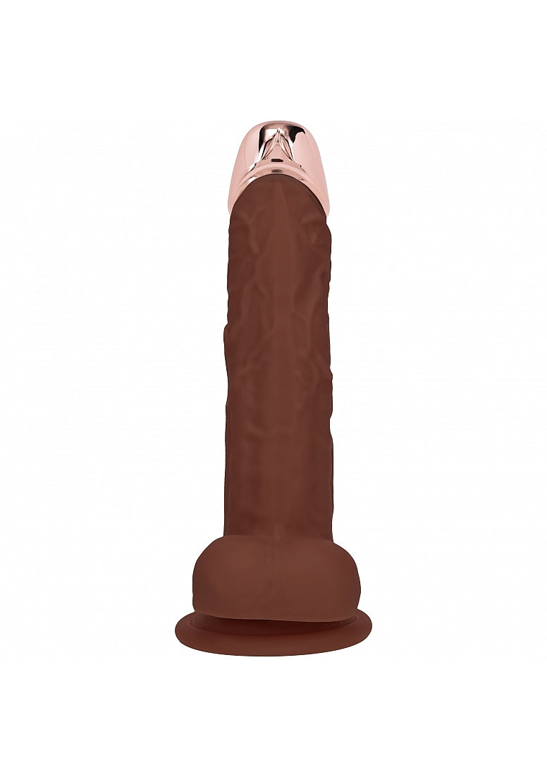 REALROCK WIRELESS RECHARGEABLE METALHEAD REGULAR STRAIGHT 8IN W/BALLS BROWN