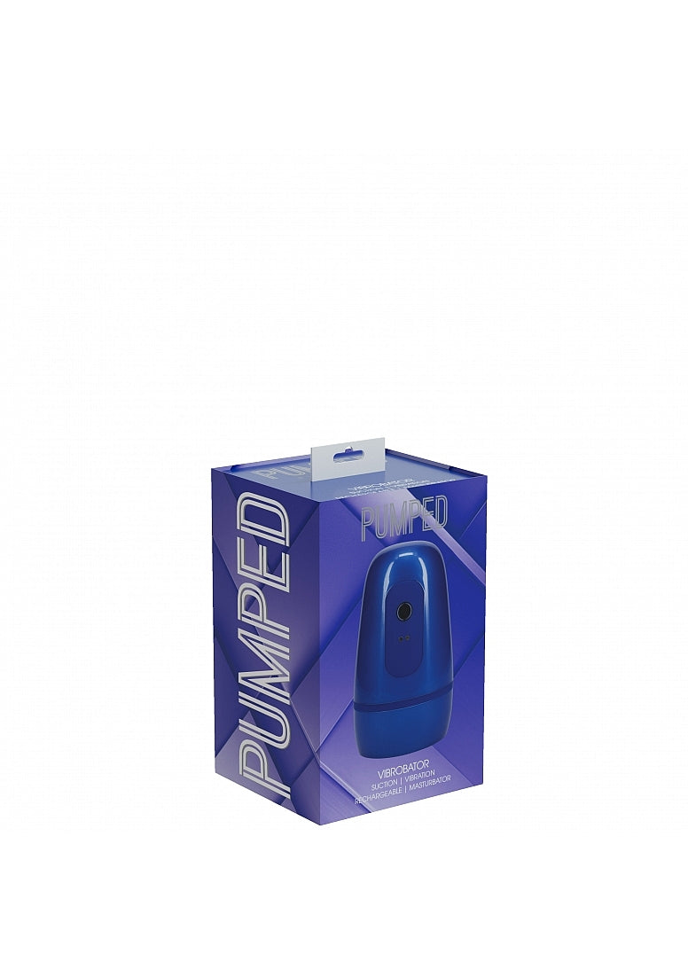 PUMPED VIBROBATOR MASTURBATOR SUCTION METALLIC BLUE