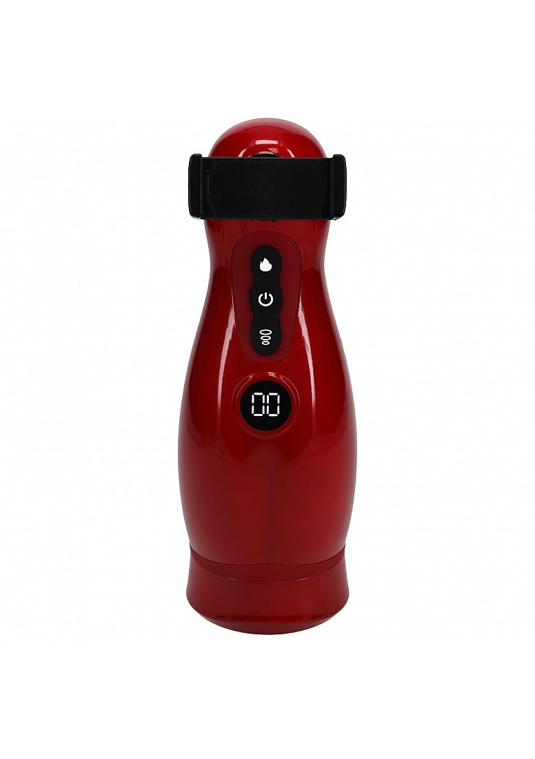 PUMPED VIRTUO MASTURBATOR SUCTION VIBRATION PHONE ATTACHMENT METALLIC RED