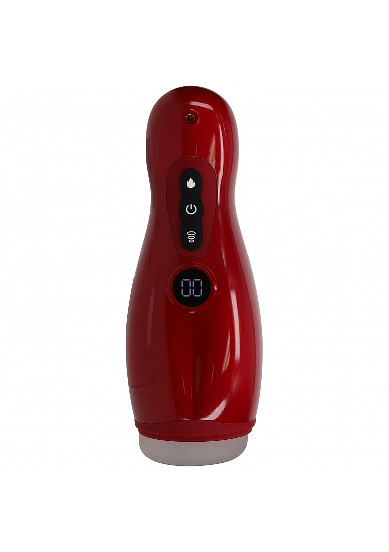 PUMPED VIRTUO MASTURBATOR SUCTION VIBRATION PHONE ATTACHMENT METALLIC RED