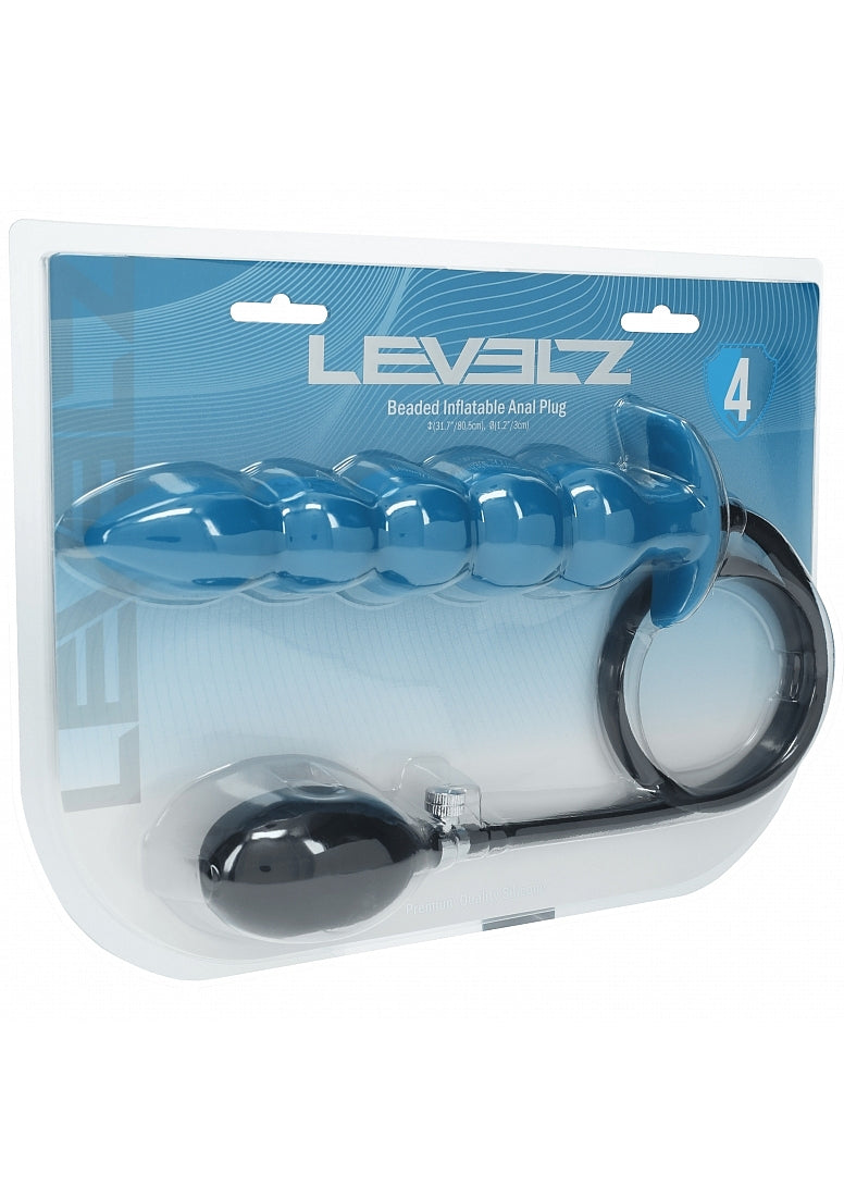 LEVELZ BEADED INFLATABLE SILICONE ANAL PLUG TEAL