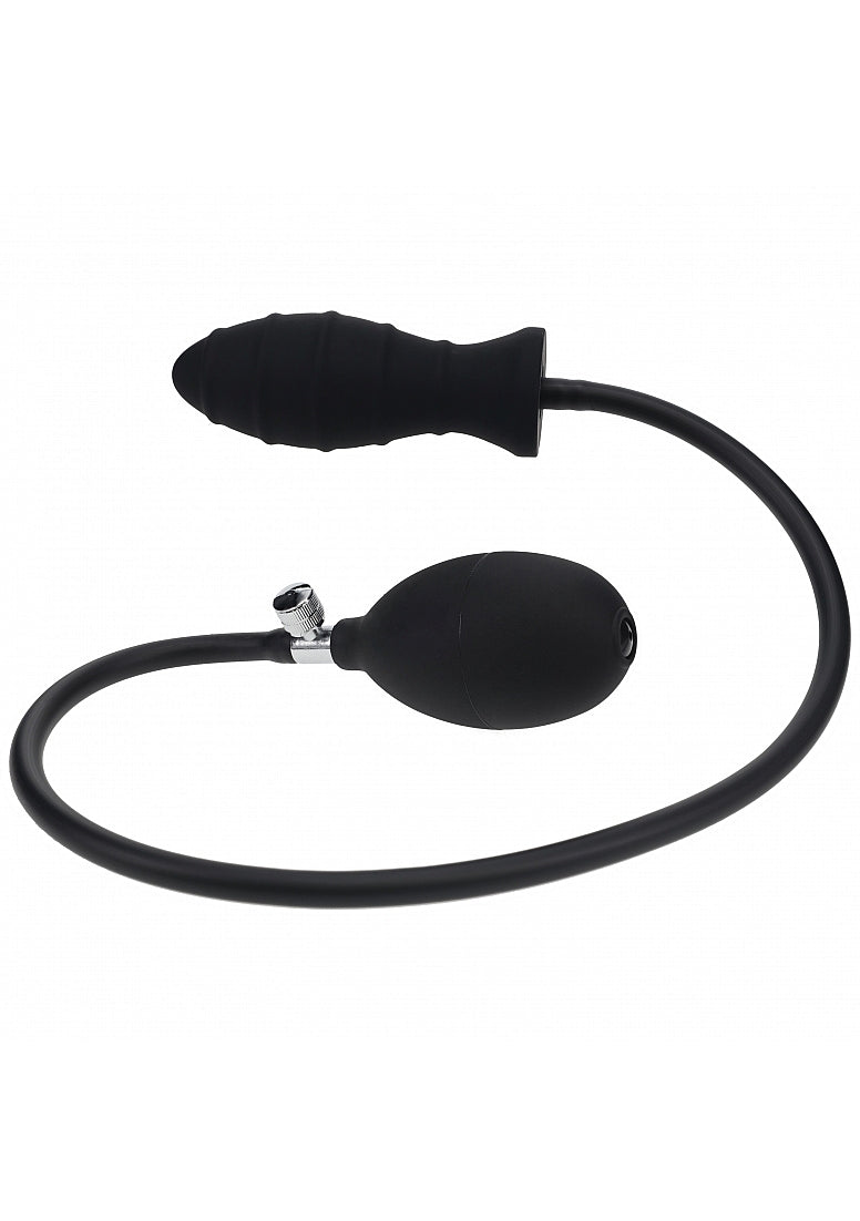 LEVELZ RIBBED INFLATABLE SILICONE ANAL PLUG BLACK
