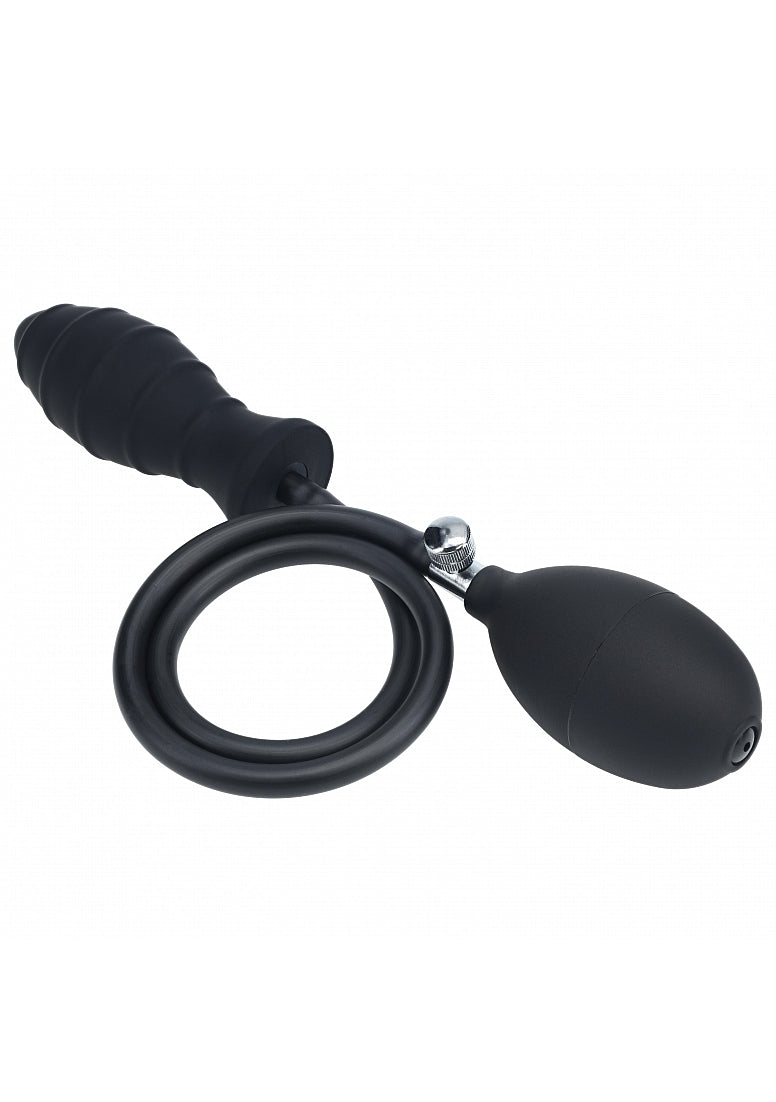 LEVELZ RIBBED INFLATABLE SILICONE ANAL PLUG BLACK
