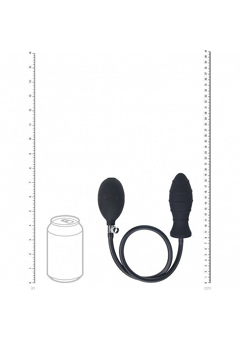 LEVELZ RIBBED INFLATABLE SILICONE ANAL PLUG BLACK