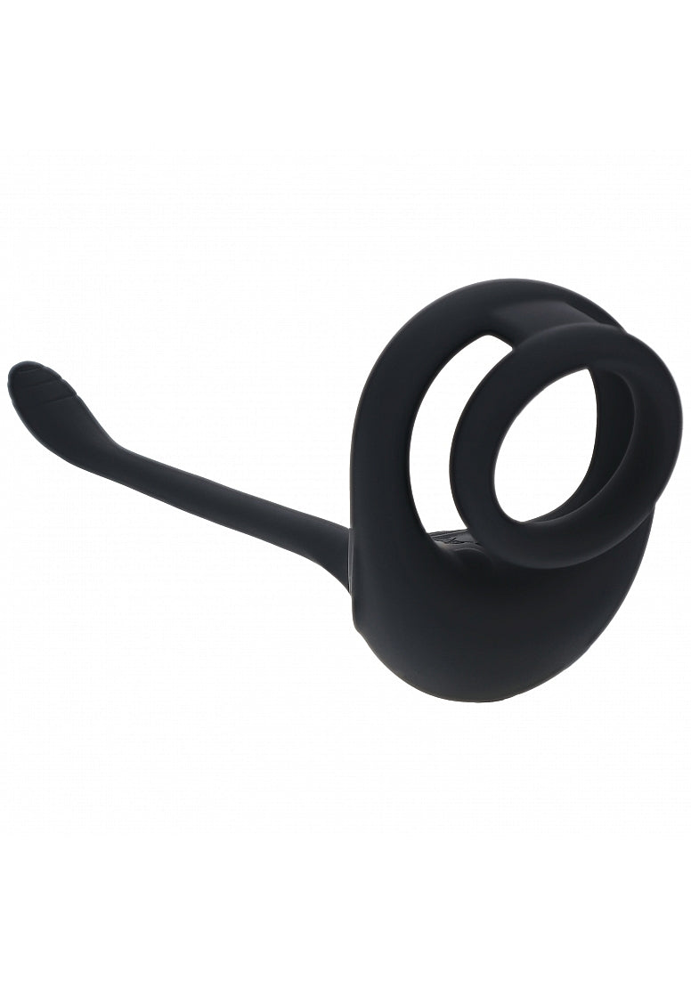 LEVELZ DUAL MOTOR SILICONE COCK RING W/ PROSTATE STIMULAT BLACK