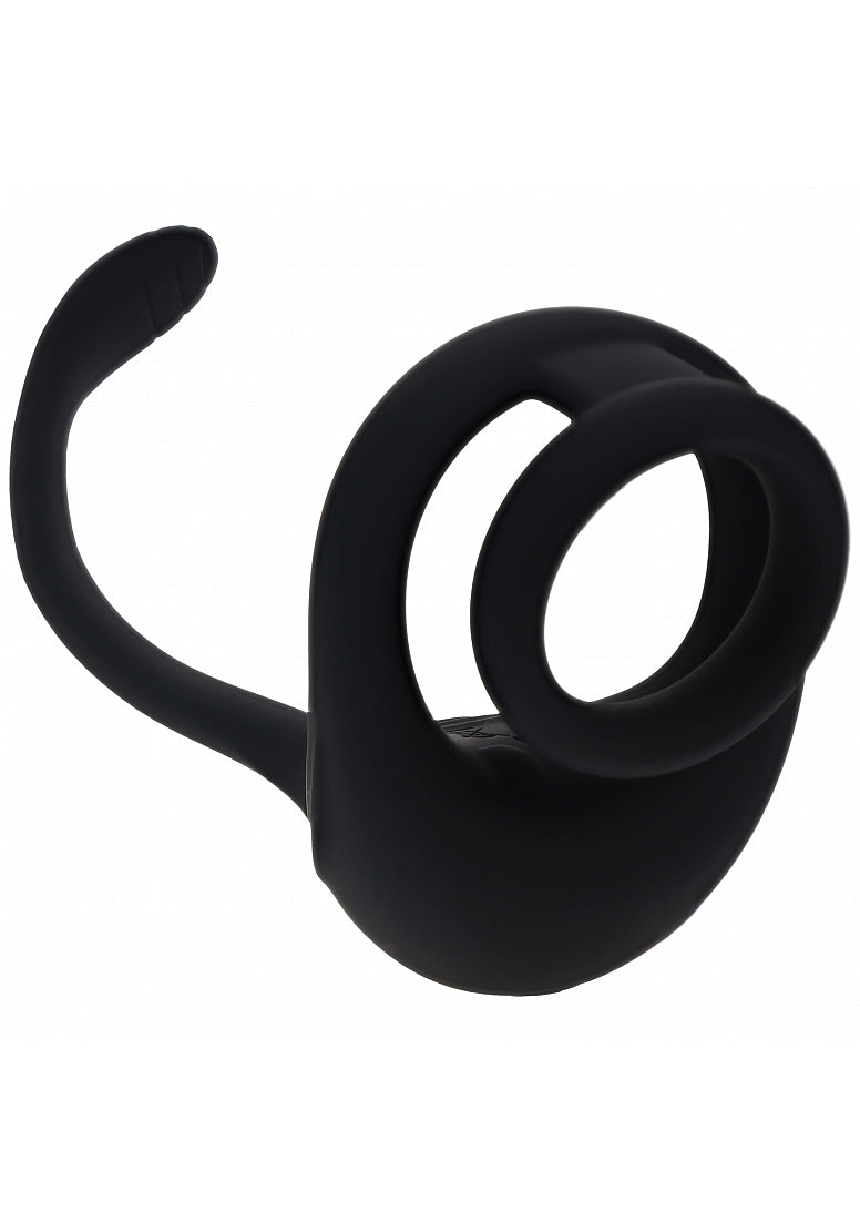 LEVELZ DUAL MOTOR SILICONE COCK RING W/ PROSTATE STIMULAT BLACK