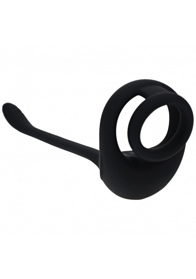 LEVELZ DUAL MOTOR SILICONE COCK RING W/ PROSTATE STIMULAT BLACK