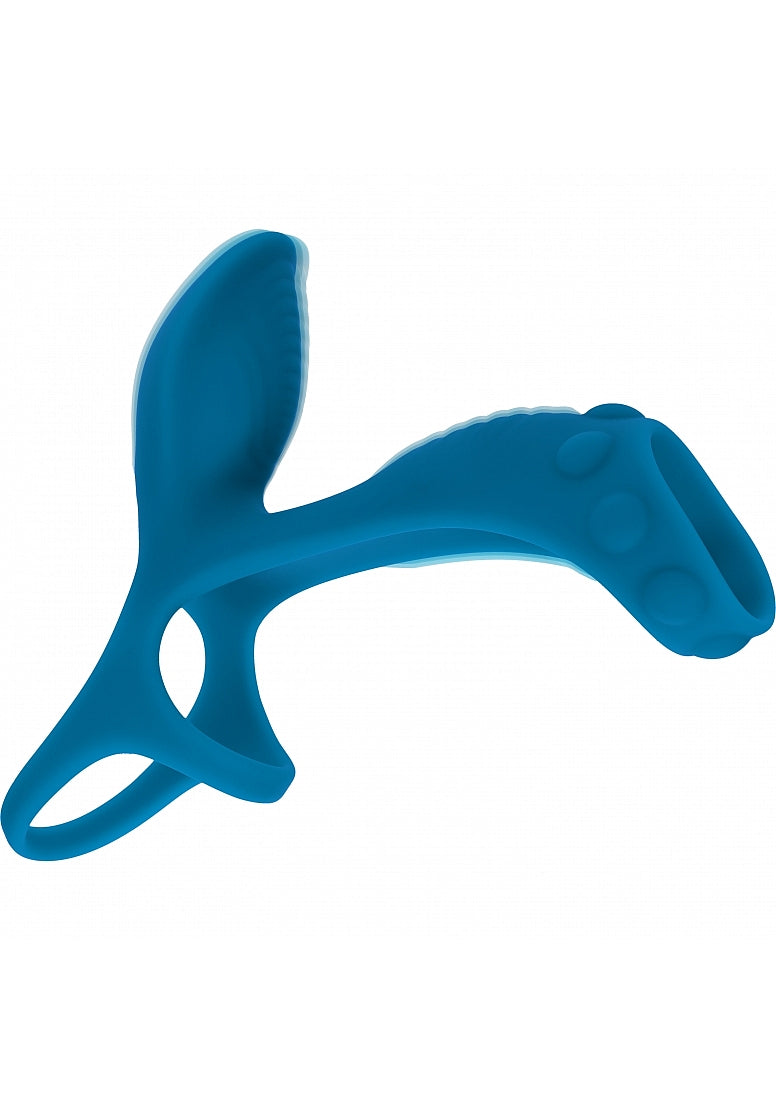 LEVELZ VIBRATING SILICONE COCK & BALL RING W/SHAFT LOOP TEAL