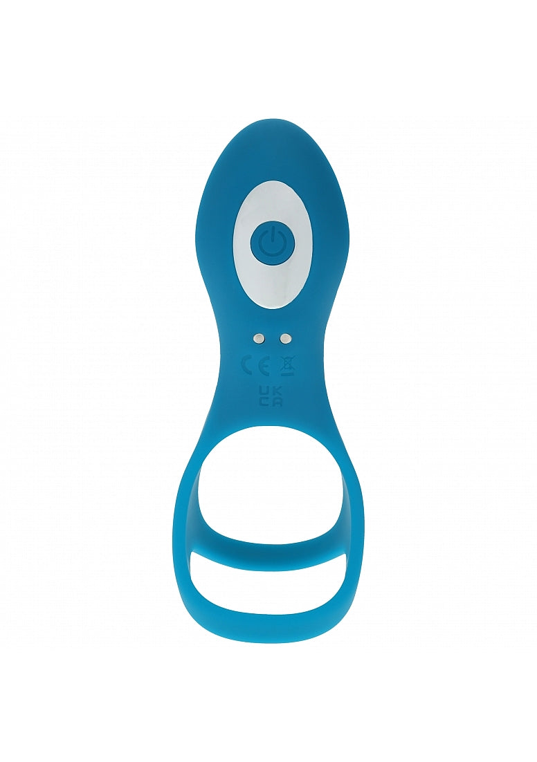 LEVELZ VIBRATING SILICONE COCK & BALL RING W/SHAFT LOOP TEAL